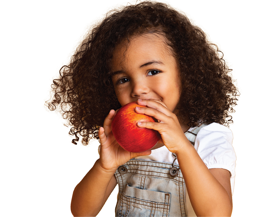 Girl eating an apple